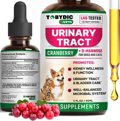 Natural Urinary Support with Cranberry Bladder & Kidney Liquid Supplement for Dogs & Cats, 60-mL bottle