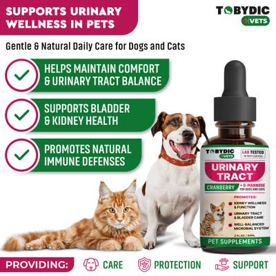 Natural Urinary Support with Cranberry Bladder & Kidney Liquid Supplement for Dogs & Cats, 60-mL bottle