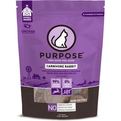 Comida cruda liofilizada para gatos Carnivore Rabbit Patties, bolsa de 355 g