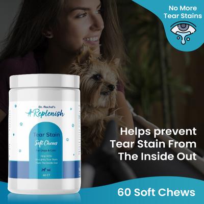 Dr. Rachel's Tear Stain Remover Supplement Dog Chew Treats, 60 count