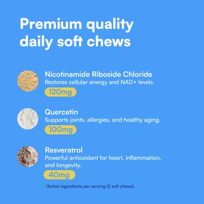 Longevity & Anti-Aging Peanut Butter & Chicken Flavored Soft Chews Supplement for Dogs, 90 count