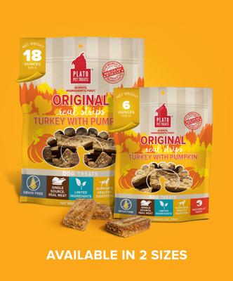 Original Real Strips Turkey & Pumpkin Recipe Grain-Free Dog Treats, 18-oz bag