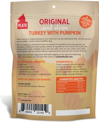 Original Real Strips Turkey & Pumpkin Recipe Grain-Free Dog Treats, 18-oz bag