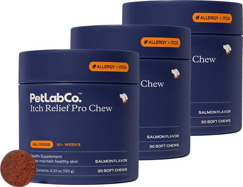 Itch Relief Chew Pro Salmon Flavored Soft Chew Skin & Allergy Supplement for Dogs, 30 count, 30 count, bundle of 2