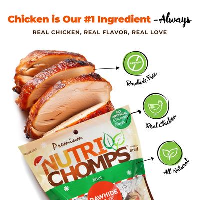 4.5-inch Real Mint Flavored Candy Cane Shaped Hard Chew Dog Treats, 12 count