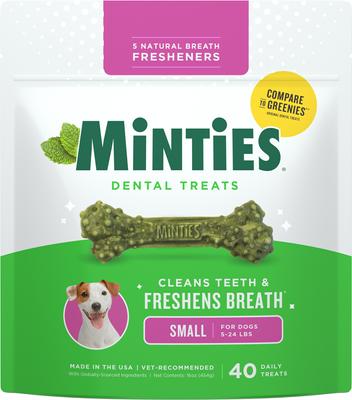 Golosinas dentales pequeñas con sabor a menta para perros, de 5 a 24 lb, 16 oz, 40 unidades