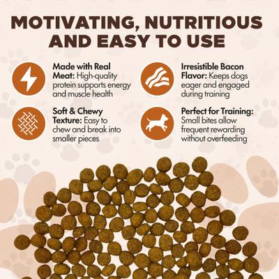 Chewka Real Meat Bacon Flavor Training Bites Dog Treats, 10-oz bag