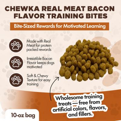 Chewka Real Meat Bacon Flavor Training Bites Dog Treats, 10-oz bag