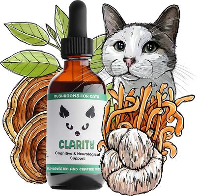 Clarity Mushroom Extract & Adaptogen Blend Calming + Cognitive Liquid Supplement for Cats, 2-oz bottle