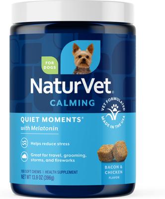 Bundle: NaturVet Quiet Moments Calming Aid Plus Melatonin Soft Chews Dog Supplement,13.9-oz tub, 180 count + NaturVet Glucosamine DS Plus MSM & Chondroitin Dog & Cat Soft Chews, 120 count