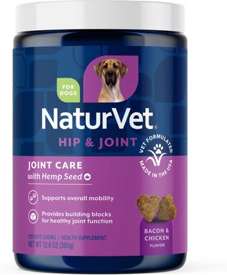 Bundle: NaturVet Hemp Quiet Moments Plus Hemp Seed Dog Soft Chews, 180 count + NaturVet Hemp Joint Health Plus Hemp Seed Soft Chews Dog Supplement, 120 count