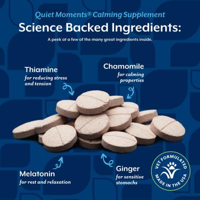 Quiet Moments Calming Peanut Butter Flavored Tablet Supplement for Dogs, 30 count