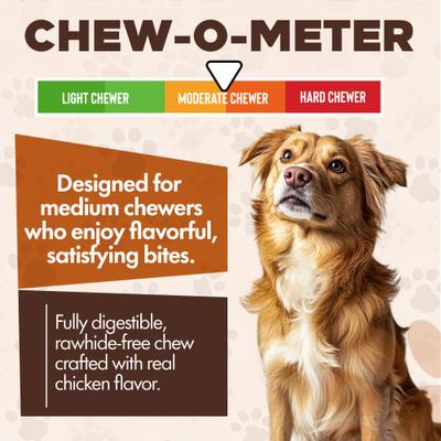 Chewka Chicken Flavored Plant-Forward Fully Digestible Dog Chew Bone, Large, 6 count