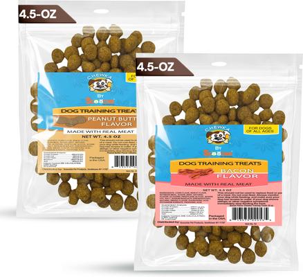 Chewka Real Meat Mixed Variety Pack Bacon & Peanut Butter Flavor Training Bites Dog Treats, 4.5-oz bag, 2 count