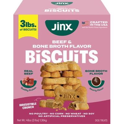 Galletas crujientes de caldo de res y hueso para perros, bolsa de 64 oz