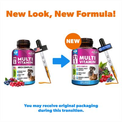 21-in-1 Multivitamin Liquid with Glucosamine & Cranberry for Overall Wellness Support in Dogs & Cats, 60 mL