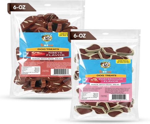 Chewka Real Meat Soft & Chewy Mixed Variety Pack Juicy Porterhouse & Ribeye Flavor Dog Treats, 6-oz bag, 2 count
