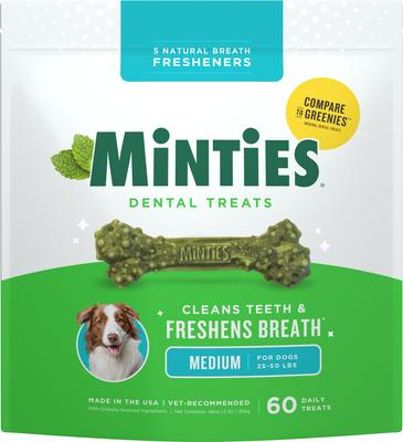 Medium Mint Flavored Dental Treats for Dogs, 25-50 lbs, 16-oz, 20 count