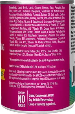 Land & Sea Grain-Free Lamb & Herring in Broth Pate Wet Dog Food, 12-oz can, case of 5