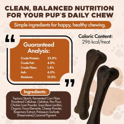 Chewka Mixed Variety Pack Bacon, Chicken & Cheese Flavored Plant-Forward Fully Digestible Dog Chew Bone, Medium, 6 count