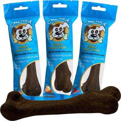 Chewka Mixed Variety Pack Bacon, Chicken & Cheese Flavored Plant-Forward Fully Digestible Dog Chew Bone, Medium, 6 count