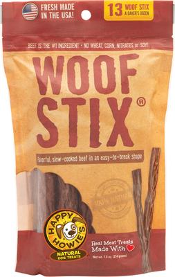 Golosinas para perros Baker's Dozen Beef Woof Stix de 6 pulgadas, bolsa de 13 unidades
