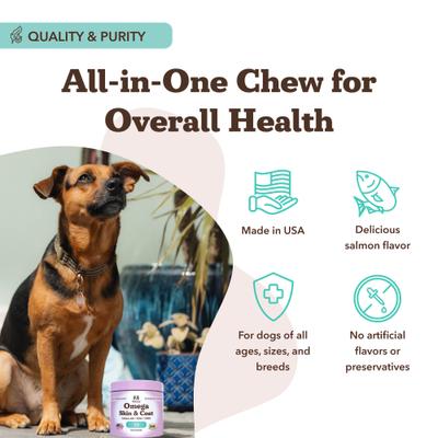 Omega Chews Supplement for Dogs, 180 count