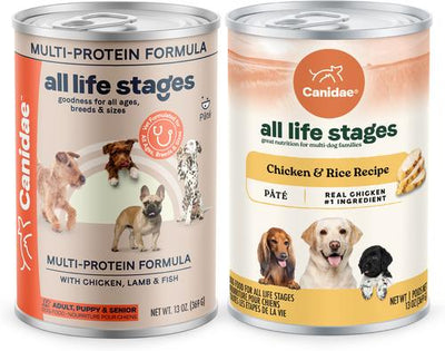 Bundle: CANIDAE Chicken, Lamb & Fish Formula + Chicken & Rice Formula Canned Dog Food