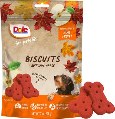 Fall Plant-Based Autumn Apple Crunchy Dog Biscuits Treats, 7-oz bag