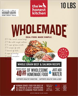 Wholemade Whole Grain Beef & Salmon Dehydrated Dog Food, 4-lb box