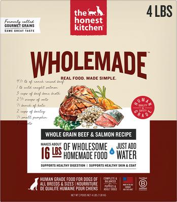 Wholemade Whole Grain Beef & Salmon Dehydrated Dog Food, 4-lb box