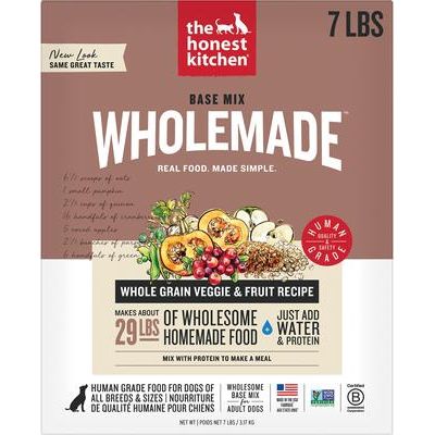 Alimento deshidratado para perros Wholemade a base de cereales integrales, verduras y frutas, caja de 7 lb