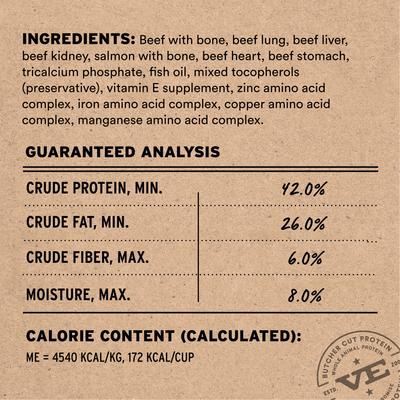 Comida para perros liofilizada cruda sin cereales con mezcla de carne de res y salmón y trocitos suaves, bolsa de 3 lb