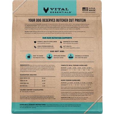 Comida para perros liofilizada cruda sin cereales con mezcla de carne de res y salmón y trocitos suaves, bolsa de 3 lb