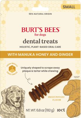 Manuka Honey + Ginger Small Sweet Potato Dental Dog Treats, 6.8-oz bag