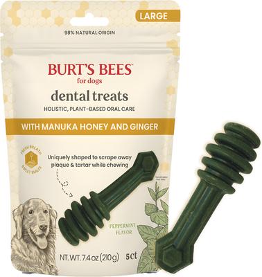 Manuka Honey + Ginger Medium/Large Peppermint Dental Dog Treats, 7.4-oz bag