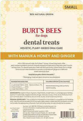Manuka Honey + Ginger Small Peppermint Dental Dog Treats, 6.8-oz bag