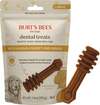Manuka Honey + Ginger Medium/Large Sweet Potato Dental Dog Treats, 7.4-oz bag