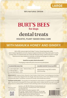 Manuka Honey + Ginger Medium/Large Peppermint Dental Dog Treats, 7.4-oz bag