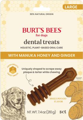 Manuka Honey + Ginger Medium/Large Sweet Potato Dental Dog Treats, 7.4-oz bag