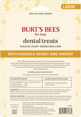 Manuka Honey + Ginger Medium/Large Sweet Potato Dental Dog Treats, 7.4-oz bag