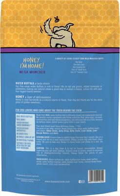 ! Mega Muncher Variety Pack Natural Honey Coated Buffalo Chews Grain-Free Dog Treats, 5 count