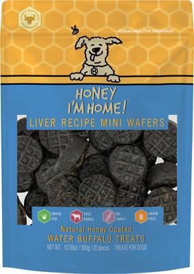 Mini Liver Wafers Natural Honey Coated Buffalo Dehydrated Dog Treats, 5.29-oz bag