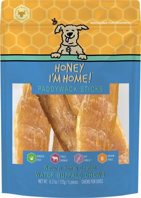 ! 6-in Paddywack Sticks Natural Honey Coated Buffalo Chews Grain-Free Dog Treats, 35 count