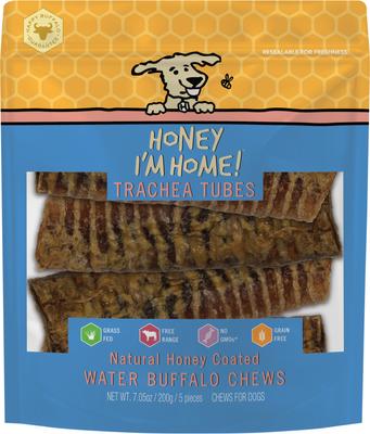 ¡Trachea Tubes - Masticables de búfalo con revestimiento de miel natural, sin cereales, para perros, 20 unidades!