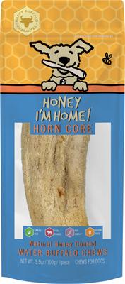 Golosinas masticables de búfalo Horn Core con revestimiento de miel natural, sin cereales, para perros, 15 unidades