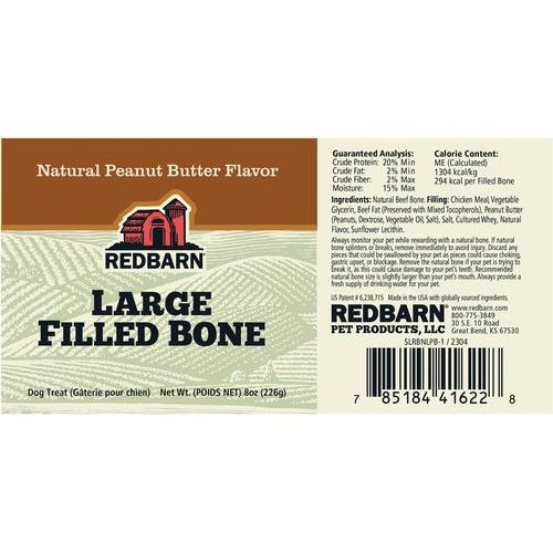 Golosina masticable para perros con sabor a mantequilla de maní natural, hueso relleno, grande, 8 oz