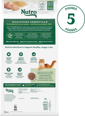 Wholesome Essentials Chicken & Brown Rice Recipe Senior Dry Cat Food, 5-lb bag