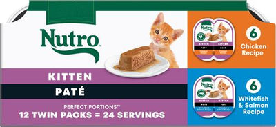 Comida húmeda para gatos Perfect Portions Kitten Variety Pack Pate, 2.6 oz, caja de 12 paquetes dobles