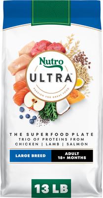 Ultra Adult Large Breed High Protein Trio of Proteins Chicken, Lamb & Salmon Dry Dog Food, 30-lb bag
